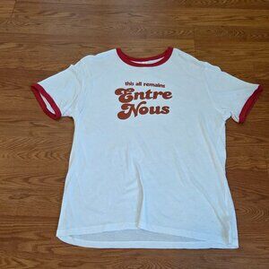 The Holdovers Movie Retro Ringer T-shirt Men’s XL ‘Entre Nous’ White Red Tee